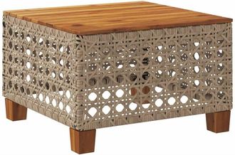 vidaXL Garden Table Beige 55x55x36 cm Poly Rattan Acacia Wood Vidaxl