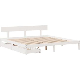 vidaXL Cama Sin Colch&oacute;n Madera Maciza De Pino Blanca 180x200 Cm Vidaxl