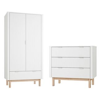 OEM Commode 3 Tiroirs Et Armoire 2 Portes Pinio Miloo Blanc