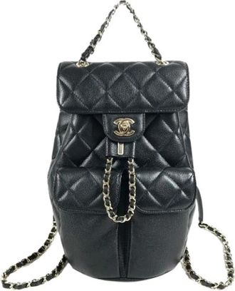 Chanel Pre-owned Vintage Rugzak - Dames - Vintage Rugzakken - Zwart - ONE Size - Leer - Vintage