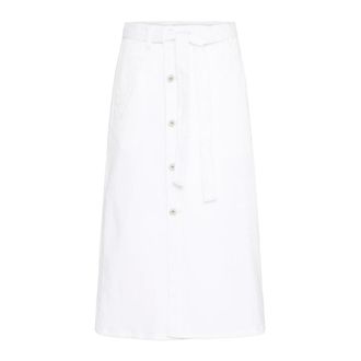 Ichi White Midi Skirt with Belt - female - ICHI - Denim Skirts - White - 2XL - Skirts