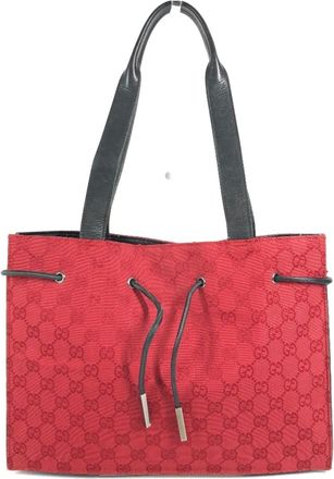 Gucci Black Red Color Gg Canvas Handbag Shoulder Bag Tote Bag (Pre-Owned)