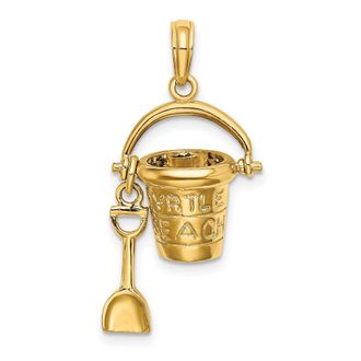 Diamond2Deal 14k Yellow Gold 3D MYRTLE BEACH Bucket Shovel Charm
