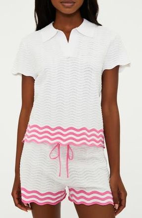 Beach Riot Vera Short Sleeve Cover-Up Top in Strawberry/White at Nordstrom Rack, Size X-Small
