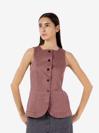 Semicouture Gilet in lino Glenna cipolla