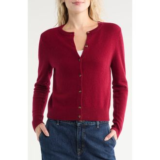 Nordstrom Crewneck Cashmere Cardigan in Red Rumba at Nordstrom Rack, Size Xx-Small