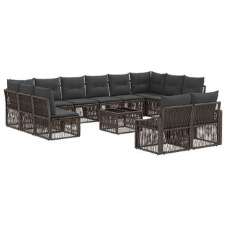 vidaXL Conjunto De Sof&aacute;s De Jard&iacute;n 13 Pcs Gris Rat&aacute;n Sint&eacute;tico Vidaxl
