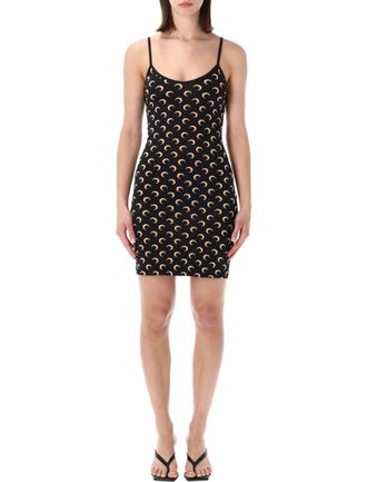 Marine Serre Moon Print Fitted Jersey Mini Dress