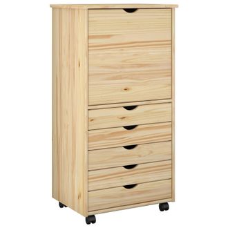 vidaXL Gabinete Rodante 53 X 39 X 103 Cm Madera De Pino Macizo Marr&oacute;n Vidaxl