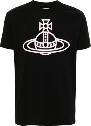 Vivienne Westwood Zwarte T-shirts en Polos met Orb Logo Print - Heren - T-shirts - Zwart - XS - Katoen - Tops