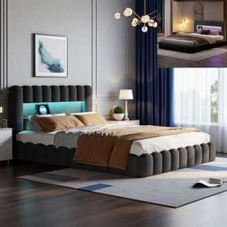 OEM Cama Litera - 180x200 - Hidr&aacute;ulica - Cabecera Led Y Usb - Somier De Lamas Incluido