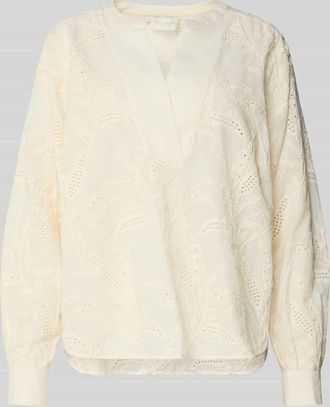 Milano Milano Italy Relaxed Fit Tunikabluse mit Lochstickerei in Offwhite, Gr&ouml;&szlig;e 36