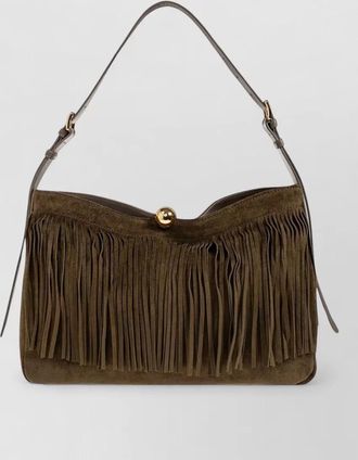 Furla sfera l leather fringed shoulder bag