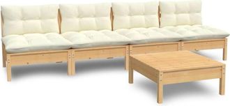 vidaXL Muebles De Jard&iacute;n 5 Piezas Cojines Madera De Pino Crema Vidaxl