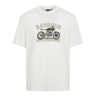 Barbour T-Shirts, male, White, Size: L Cotton T-shirt