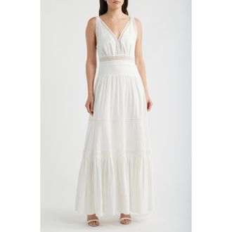 Kobi Halperin Alessia Lace Inset Detail Maxi Dress in White at Nordstrom, Size 10
