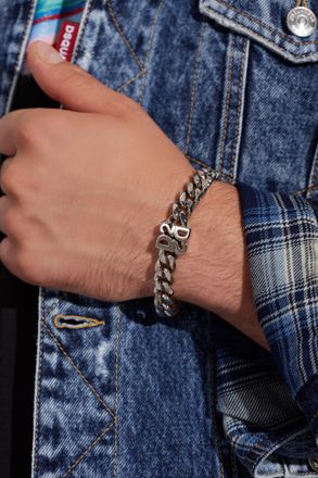 Dsquared2 Brass Bracelet With Logo, Mens, Silver