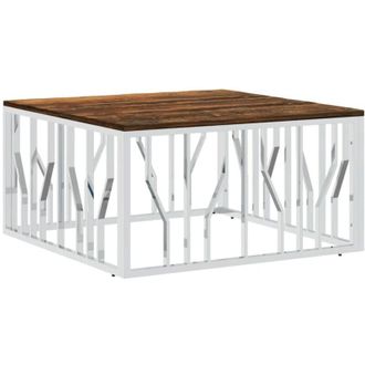 vidaXL Coffee Table Silver Stainless Steel and Solid Wood Reclaimed Vidaxl