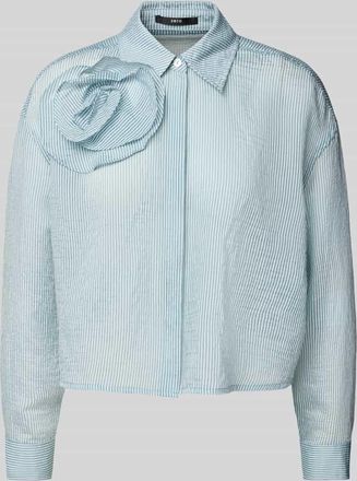 Zero Boxy Fit Hemdbluse mit floraler Applikation in Bleu, Größe 40