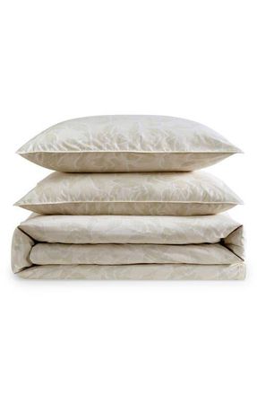 Calvin Klein Yellow Leaves 200 Thread Count Cotton Comforter & Shams Set in Light/medium Yellow at Nordstrom, Size Full/queen
