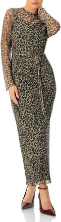 Ivonne Long See-Though Animal Print Dress in Multicolor at Nordstrom, Size Medium
