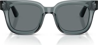 Emporio Armani 47mm Square Sunglasses in Shiny Transparent Grey /Blue at Nordstrom