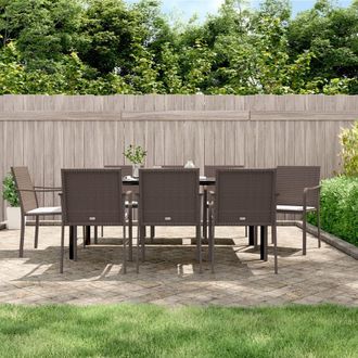 vidaXL Juego Comedor Jard&iacute;n 9 Piezas Y Cojines Rat&aacute;n Sint&eacute;tico Y Acero Vidaxl