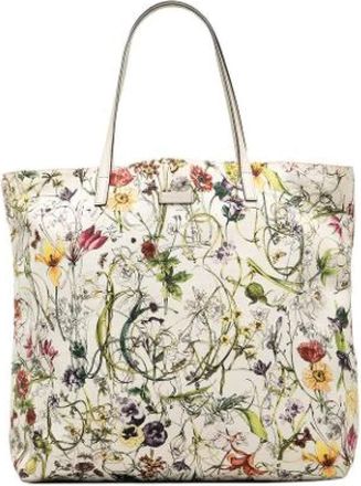 Gucci Pre-owned Tote Bags, female, White, Size: ONE SIZE Pre-owned Flora Tote