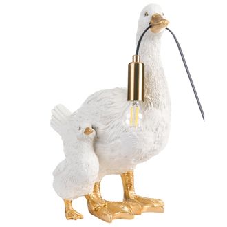 Beliani L&aacute;mpara De Mesa Con Tem&aacute;tica Animal L&aacute;mpara De Noche Con Forma De Pato L&aacute;mpara De Lectura Para Dormitorio Blanco Daffy