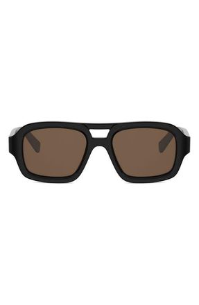 Celine 3 Dots 53mm Pilot Sunglasses in Shiny Black /Brown at Nordstrom