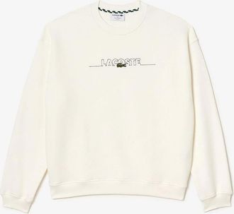 Lacoste Mens Embroidered Crew Neck Drop Shoulder Sweatshirt - White - Size: 40