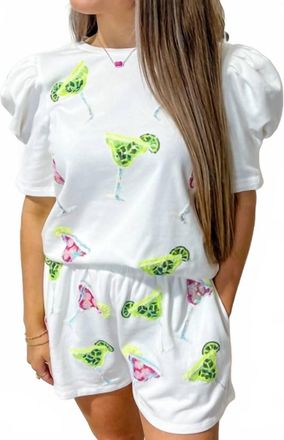 Peach Love California You Had Me At Martini Sequin Short Set In Pink