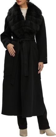 Gorski Double Face Wool And Cashmere Coat, Detachable Genuine Shearling Collar, Belted in Black/black at Nordstrom, Size X-Small