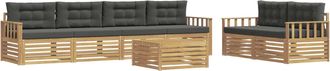 vidaXL Set Di Divani Da Esterno 7 Pz Bianco E Antracite Poliestere Vidaxl