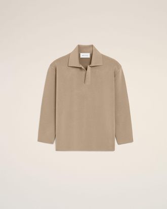 Ami Beige Wool Long Sleeves Polo Beige - XXS - for Men