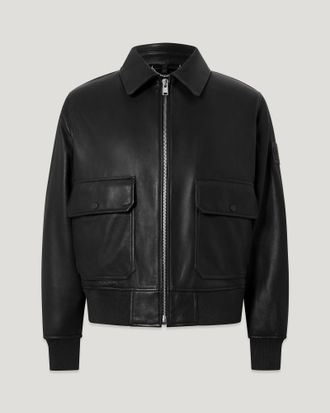 Belstaff Pilot Jacket Mens Lamb Leather Black Size 2XL