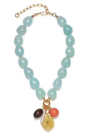Lizzie Fortunato Cordoba Jade & Freshwater Pearl Charm Necklace in Aqua Multi at Nordstrom