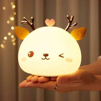 OEM Luz Nocturna Led Recargable Para Ni&ntilde;os, L&aacute;mpara De Mesita De Noche, 7 Colores, Port&aacute;til De Silicona, L&aacute;mpara Multicolor Con Forma De Ciervo Y Control 