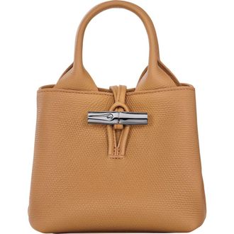 Longchamp Le Roseau Leather Top Handle Bag in Walnut at Nordstrom