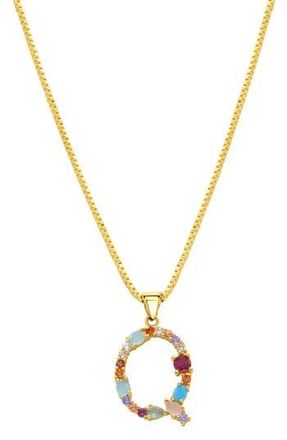Adornia CZ Initial Pendant Necklace in Gold-Q at Nordstrom Rack
