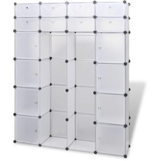 vidaXL Armario Modular Con 18 Compartimentos Blanco 37x146x180,5 Cm Vidaxl