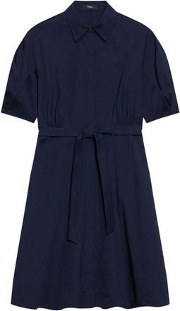 Theory Belted Linen Blend Shirtdress in Midnight Navy at Nordstrom, Size 14
