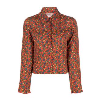 ERL Erl, Jassen, Dames, Veelkleurig, M, Folksy Flower Printed Crepe Blouse