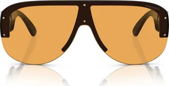 Versace 148mm Shield Sunglasses in Black /Orange at Nordstrom