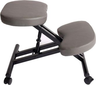 Hhg Sedia sgabello posturale ergonomica ruote regolabili HHG-940 ecopelle grigio scuro