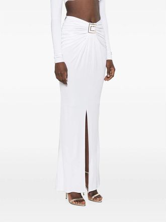 Elisabetta Franchi Ruched Viscose Skirt - White