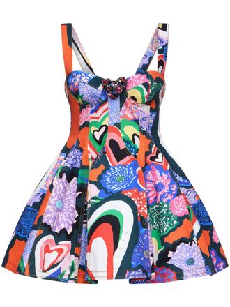 Area Flared mini-jurk met print - Oranje
