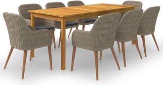 vidaXL Juego De Comedor Para Jard&iacute;n De 9 Piezas Marr&oacute;n Vidaxl