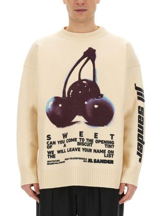 Jil Sander Beige Graphic Sweater