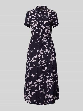 Christian Berg Hemdblusenkleid aus Viskose mit Bindeg&uuml;rtel in Marine, Gr&ouml;&szlig;e 36